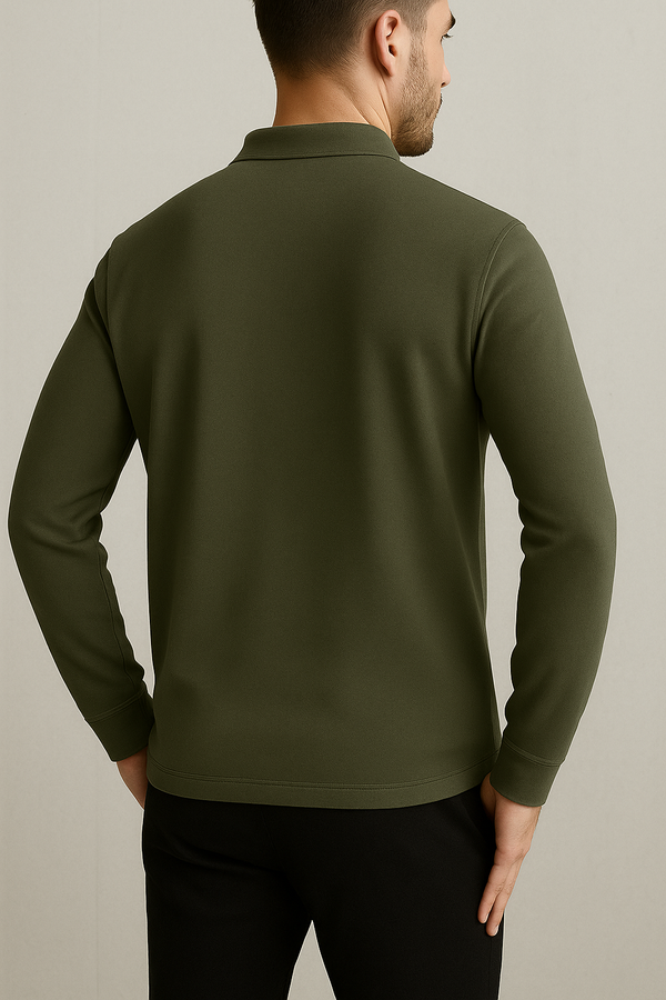 Durable 100% Cotton Men Polo Shirt,Autumn Leisure Long Sleeve, Breathable Lapels T-shirt, 16 Colors, Perfect for Golf and Sports